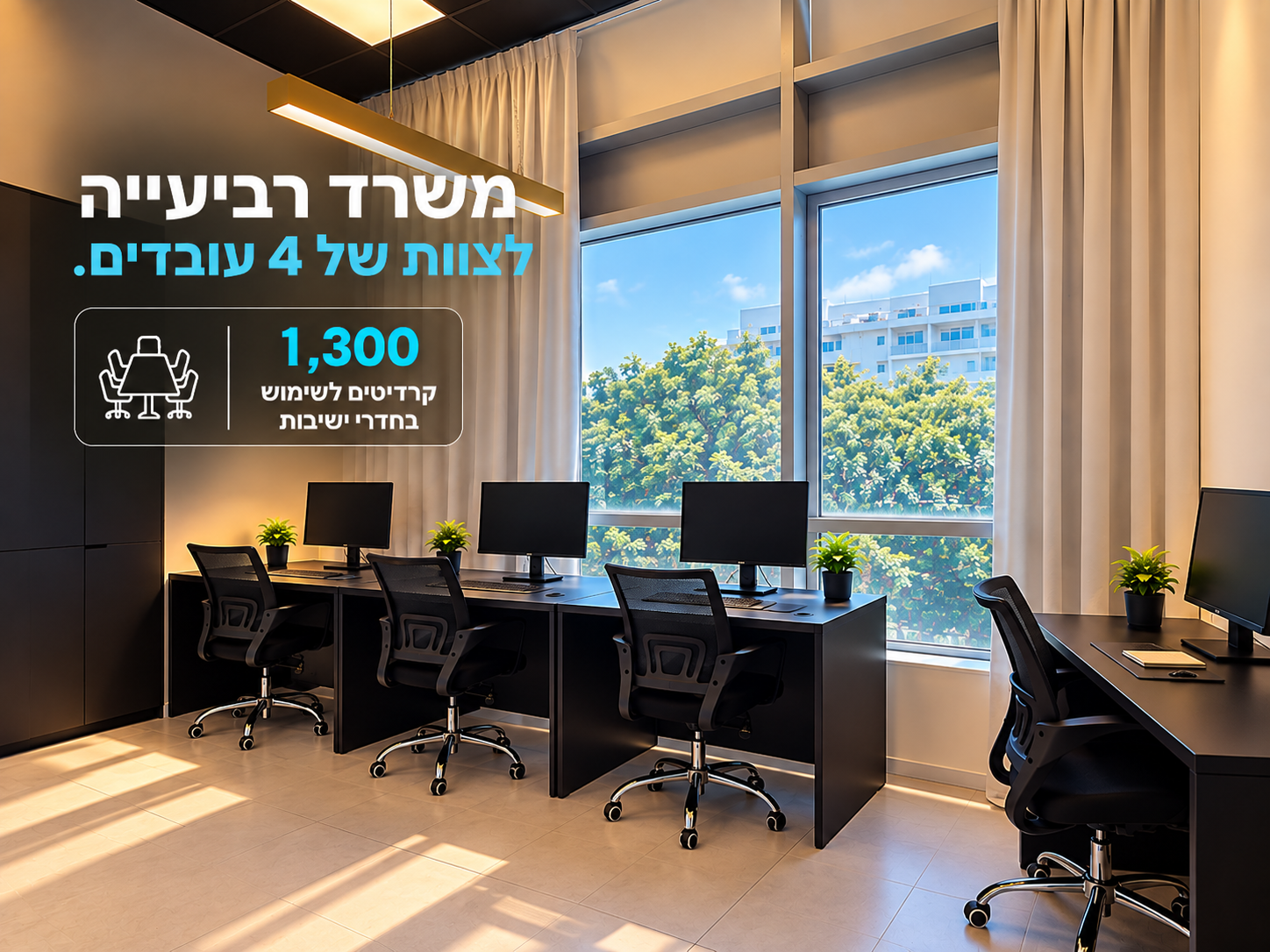 משרד לארבעה עובדים להשכרה בראשון לציון